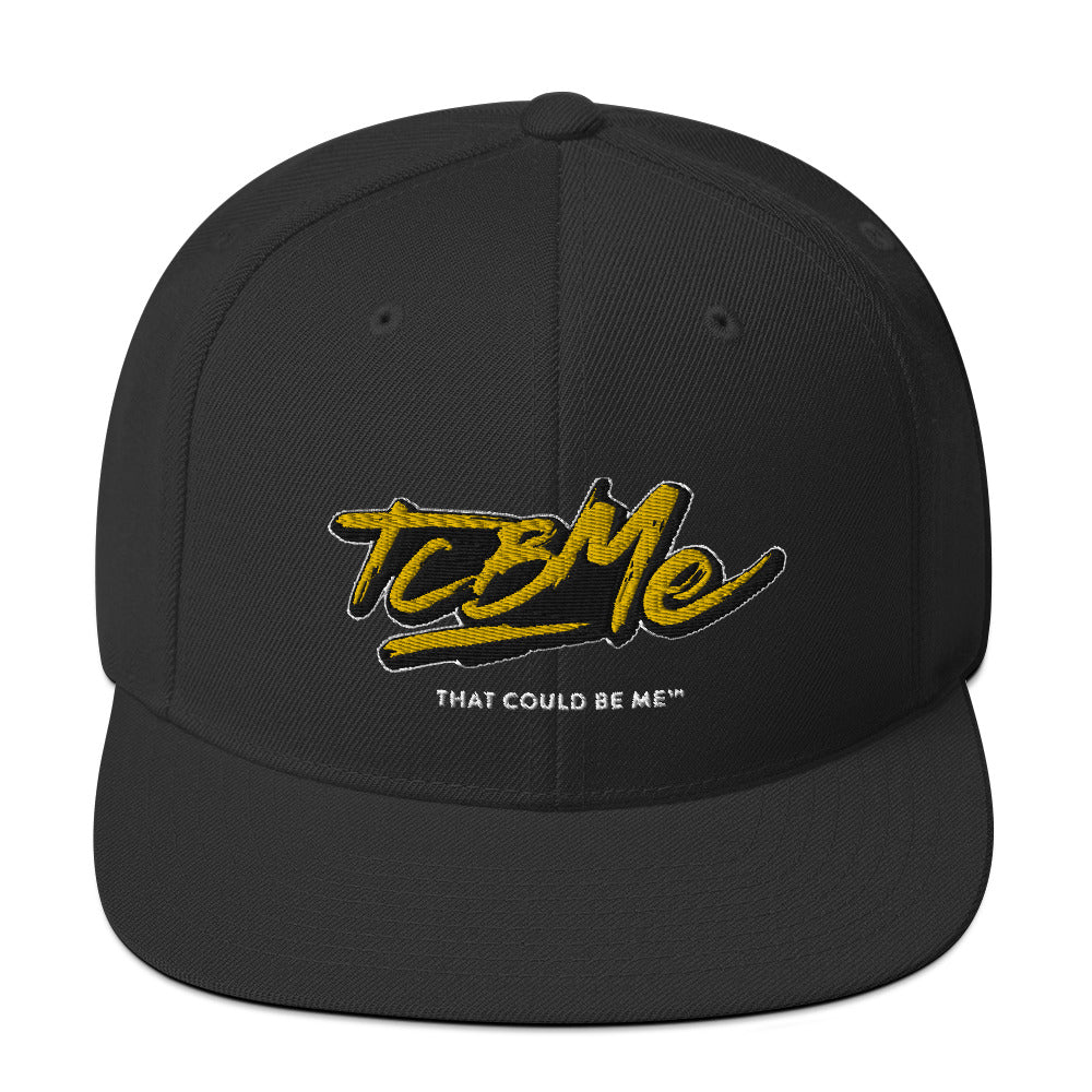 Embroidered Snapback Baseball Cap - yellow logo v2