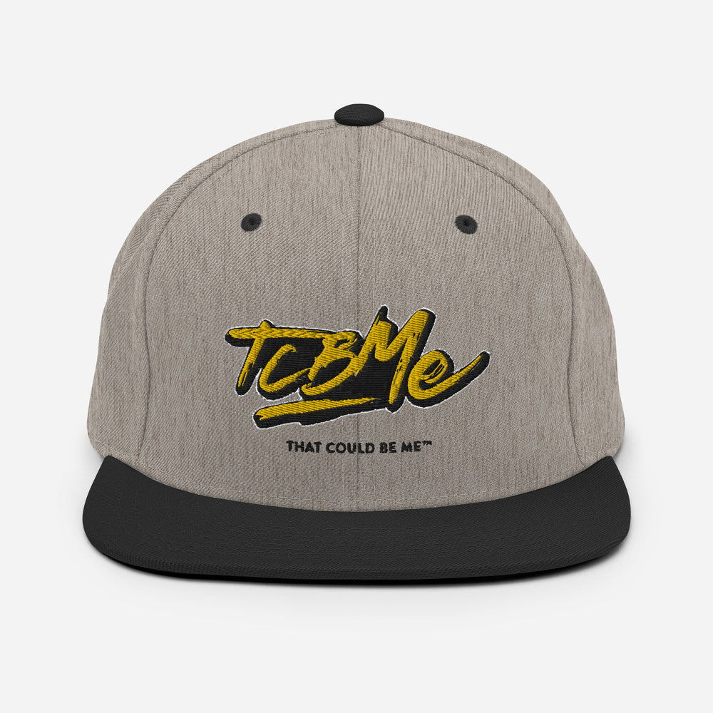 Embroidered Snapback Baseball Cap - yellow logo v1