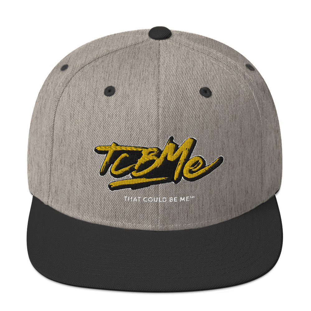 Embroidered Snapback Baseball Cap - yellow logo v2