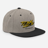 Embroidered Snapback Baseball Cap - yellow logo v1