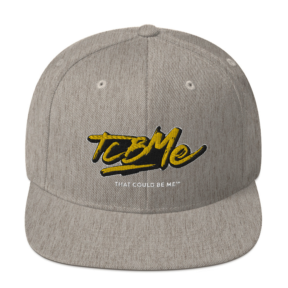 Embroidered Snapback Baseball Cap - yellow logo v2