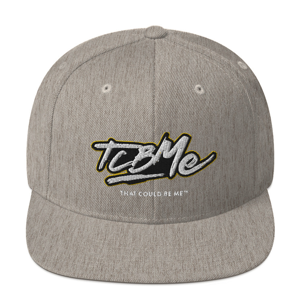 Embroidered Snapback Baseball Cap - white logo v2