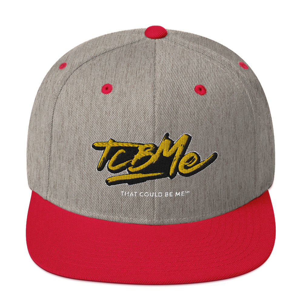 Embroidered Snapback Baseball Cap - yellow logo v2