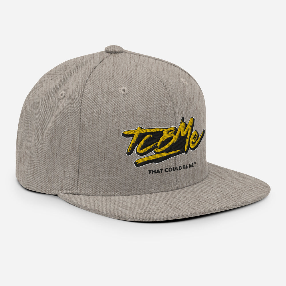 Embroidered Snapback Baseball Cap - yellow logo v1