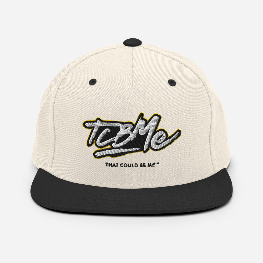 Embroidered Snapback Baseball Cap - white logo v1