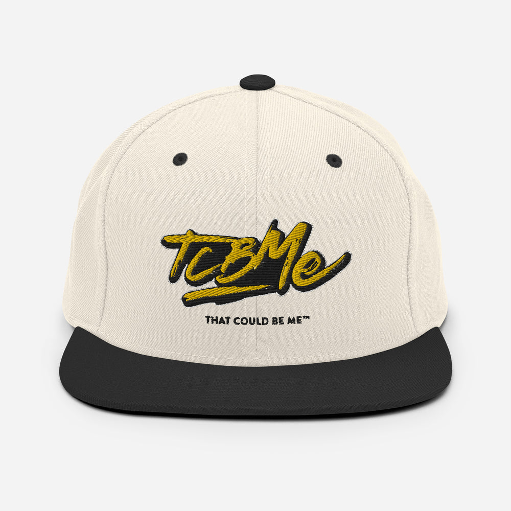 Embroidered Snapback Baseball Cap - yellow logo v1