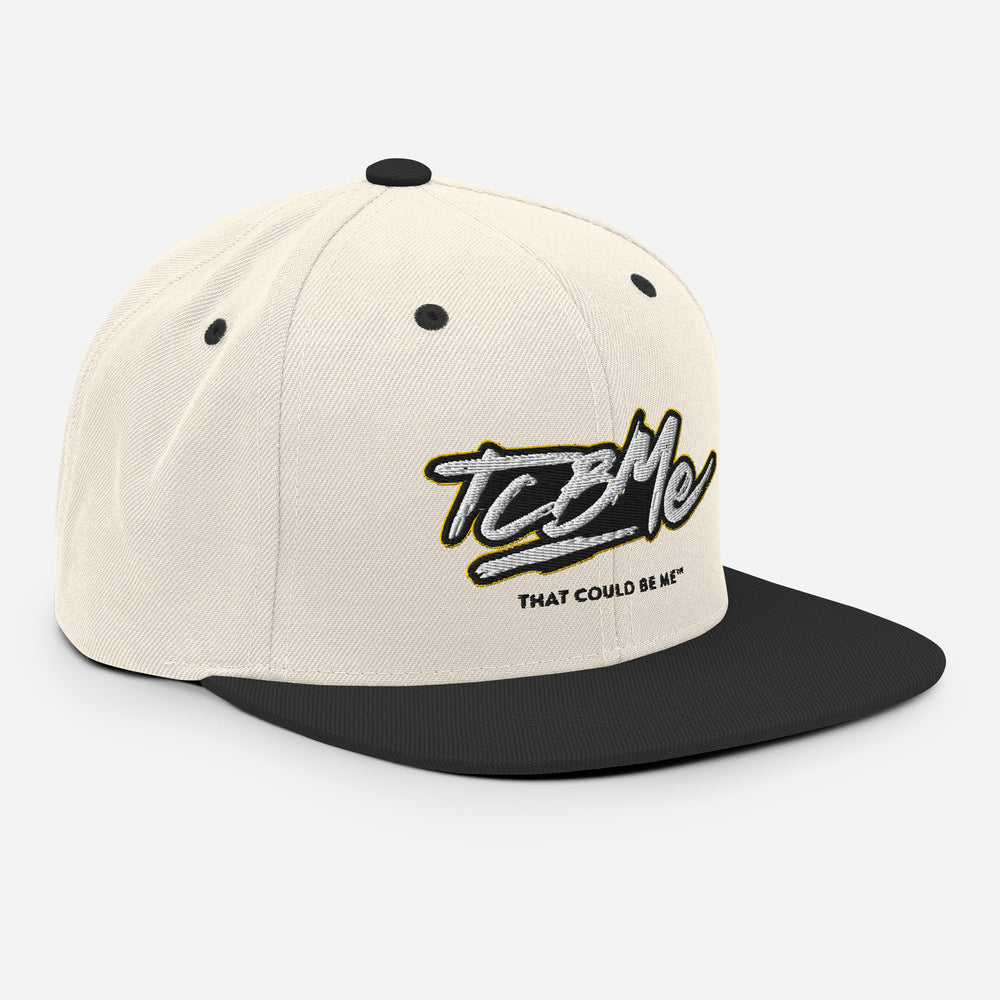 Embroidered Snapback Baseball Cap - white logo v1