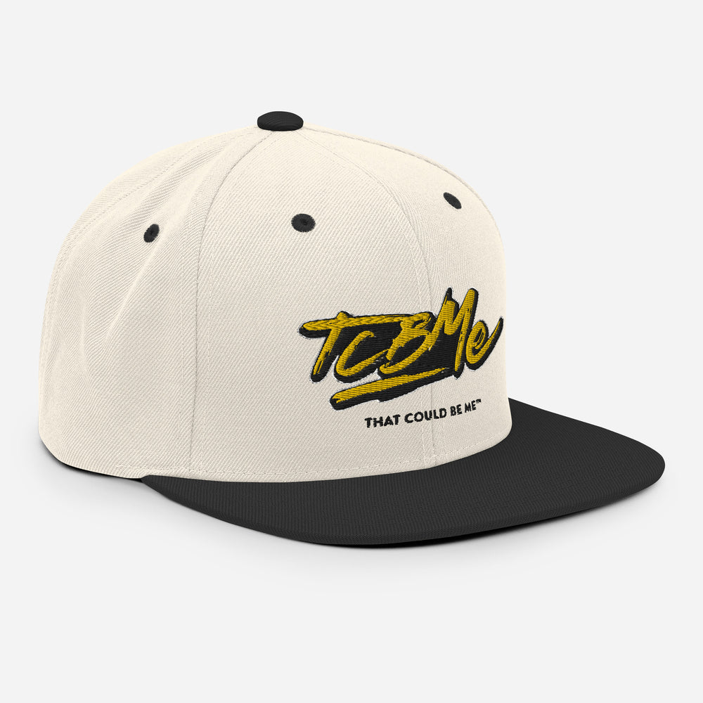 Embroidered Snapback Baseball Cap - yellow logo v1