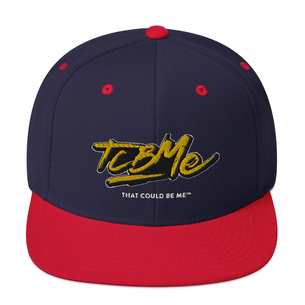 Embroidered Snapback Baseball Cap - yellow logo v2