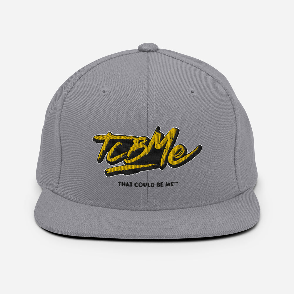 Embroidered Snapback Baseball Cap - yellow logo v1