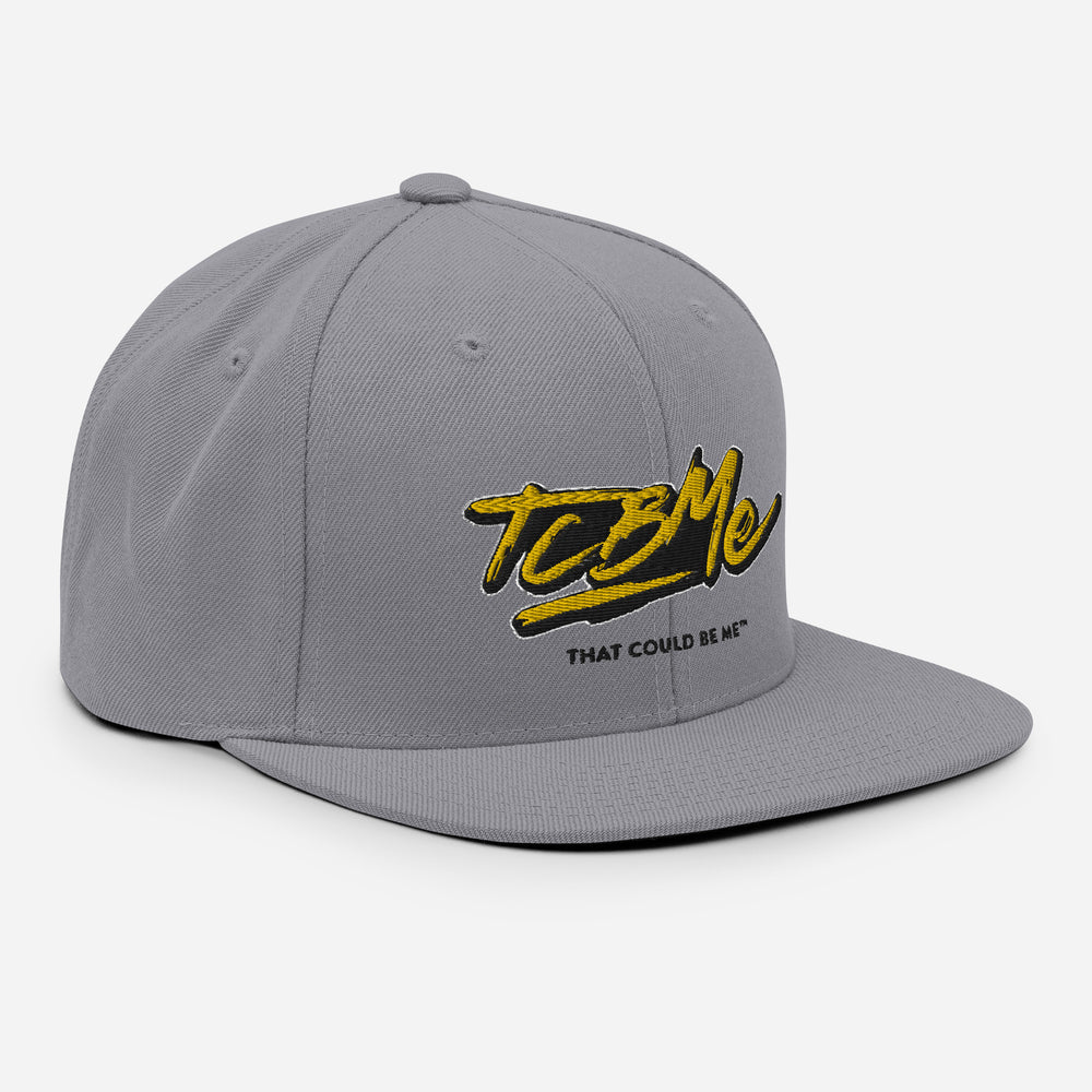 Embroidered Snapback Baseball Cap - yellow logo v1